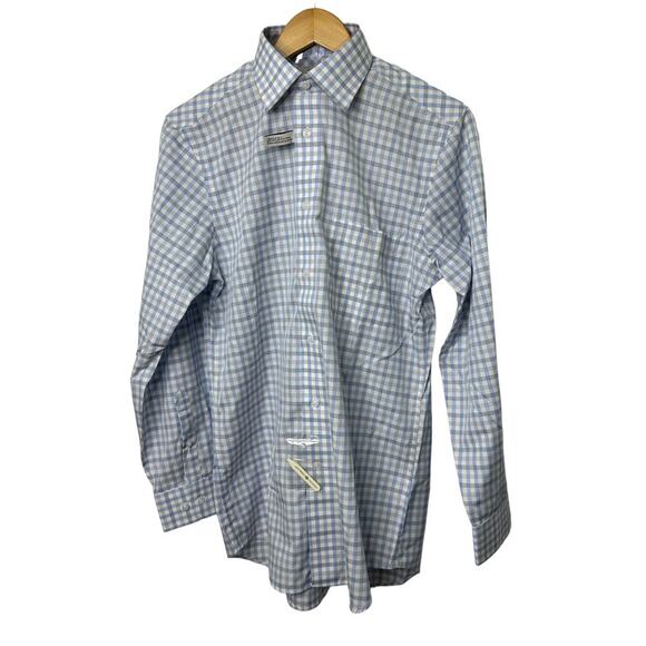 Joseph Abboud No Wrinkles Egyptian-Cotton Check Button-Up Shirt 15 32/33 New - Picture 1 of 11
